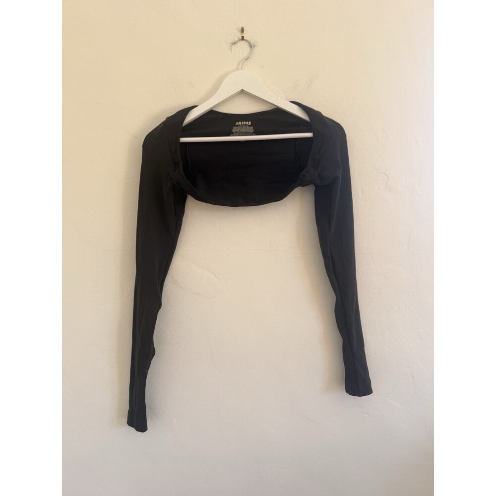 Skims Black Long Sleeve Cropped Shrug Stretch Knit Women's Regular Size S-M